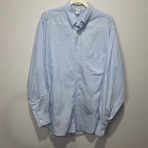 Giorgio Armani 100% cotton Le Collezioni Men's Blue Micro-Stripe Dress Shirt Siz